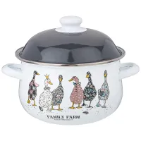 Кастрюля эмалированная с эмалированной крышкой серия Family Farm, 2.8 л, 20*12 см - Agness