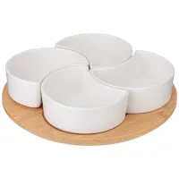 Менажница Native 4 секции на деревянной подставке 23*6.5 см – Lefard