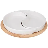 Менажница Native 2 секции на деревянной подставке 26*4 см – Lefard