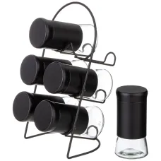 Набор баночек для специй из 6 штук на металлической подставке - Agness