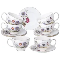 Фарфоровый чайный набор на 6 персон, 12 предметов BOUQUET, 280 мл - Lefard