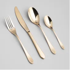 Набор столовых приборов 24 предмета Senso, сталь 18/10, PVD покрытие, цвет: шампань - Agness