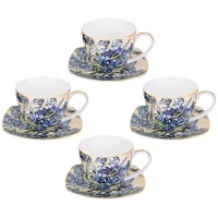 Фарфоровый чайный набор на 4 персоны, 8 предметов, Ирисы (В. Ван Гог), 250 мл – Lefard