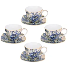 Фарфоровый чайный набор на 4 персоны, 8 предметов, Ирисы (В. Ван Гог), 250 мл – Lefard