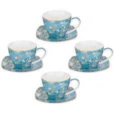 Фарфоровый чайный набор на 4 персоны, 8 предметов, Цветущий миндаль (В. Ван Гог), 250 мл – Lefard