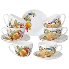 Фарфоровый чайный набор на 6 персон, 12 предметов Fruit Basket, 330 мл – Lefard