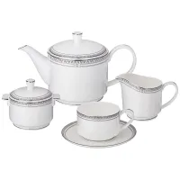 Фарфоровый чайный сервиз на 6 персон, 15 предметов, Грэй - Lefard