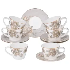 Фарфоровый чайный набор на 6 персон, 12 предметов, Очарование, 220 мл – Lefard