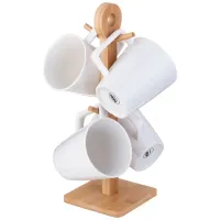 Набор кружек Native 4 штуки 320 мл на деревянной подставке - Lefard