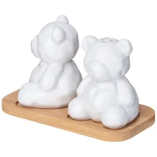 Набор для специй Native 2 предмета в форме медвежат на деревянной подставке - Lefard