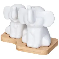 Набор для специй Native 2 предмета в форме слонов на деревянной подставке - Lefard
