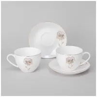 Фарфоровый чайный набор на 2 персоны, 4 предмета, Inspiration, Золотой цветок, 260 мл – Lefard