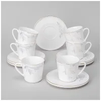 Фарфоровый кофейный набор на 6 персон, 12 предметов Inspiration Лаванда, 220 мл – Lefard
