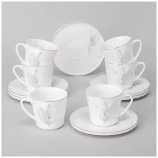 Фарфоровый кофейный набор на 6 персон, 12 предметов, Inspiration Нежность, 220 мл – Lefard