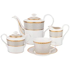 Фарфоровый чайный сервиз на 6 персон, 15 предметов