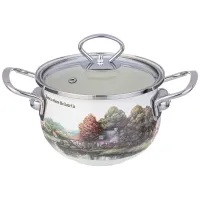 Кастрюля эмалированная со стеклянной крышкой серия Family house 1,5 л диаметр 16 см – Agness