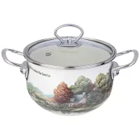 Кастрюля эмалированная со стеклянной крышкой серия Family House 2 л диаметр 18 см - Agness