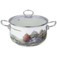 Кастрюля эмалированная со стеклянной крышкой серия Family house 3.8 л 22 см - Agness