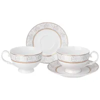 Фарфоровый чайный набор на 2 персоны, 4 предмета, Свадебный, 300 мл – Lefard