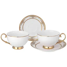 Фарфоровый чайный набор на 2 персоны, 4 предмета, Дворец, 300 мл - Lefard