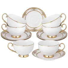 Фарфоровый чайный набор на 6 персон, 12 предметов, Дворец, 250 мл – Lefard