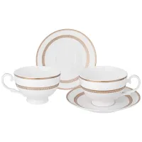 Фарфоровый чайный набор на 2 персоны, 4 предмета, Праздничный, на 300 мл – Lefard