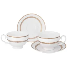 Фарфоровый чайный набор на 2 персоны, 4 предмета, Праздничный, на 300 мл – Lefard