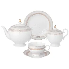 Фарфоровый чайный сервиз на 6 персон, 20 предметов, Золотой песок – Lefard