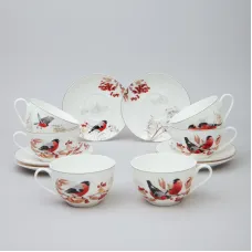 Фарфоровый чайный набор на 6 персон, 12 предметов, Лесная, 300 мл – Lefard