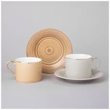 Фарфоровый чайный набор на 2 персоны, 4 предмета, Top Style, 250 мл, бежевый, бирюзовый – Lefard