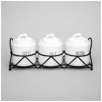 Набор банок для сыпучих продуктов коллекция Kitchen на подставке 3 штуки 9*11 см – Lefard