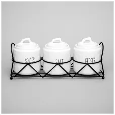 Набор банок для сыпучих продуктов коллекция Kitchen на подставке 3 штуки 9*11 см – Lefard