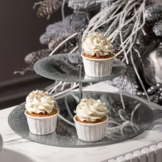 Блюдо сервировочное 2-х ярусное Silver Mirror 19/30 см – Agness