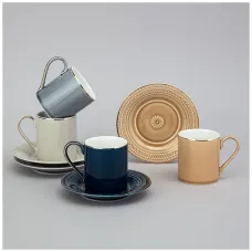 Фарфоровый кофейный набор на 4 персоны, 8 предметов, Top Style, микс цветов, 100 мл – Lefard