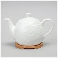 Фарфоровый заварочный чайник Flowers Story на дерев. подставке 22,5*13*14 см 900 мл – Lefard