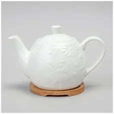 Фарфоровый заварочный чайник Flowers Story на дерев. подставке 22,5*13*14 см 900 мл – Lefard