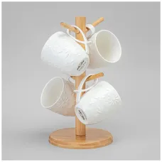 Набор кружек Flowers Story на деревянной подставке 4 штуки 11*8*9,5 см 275 мл – Lefard