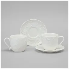 Фарфоровый чайный набор на 2 персоны, 4 предмета Flowers Story, 220 мл – Lefard