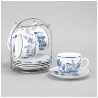 Фарфоровый чайный набор на 4 персоны, 8 предметов Novel на металл. подставке, 220 мл – Lefard