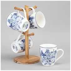 Набор кружек Novel на деревянной подставке 4 шт. 380 мл – Lefard