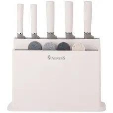 Набор из 10 предметов: 5 ножей, 4 доски и подставка, цвет: серый – Agness