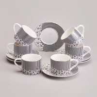 Фарфоровый чайный набор на 6 персон, 12 предметов, Top Style, 250 мл – Lefard