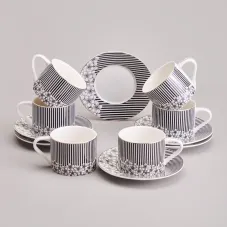 Фарфоровый чайный набор на 6 персон, 12 предметов, Top Style, 250 мл – Lefard