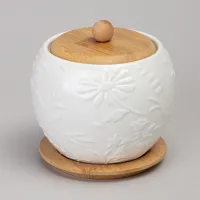 Банка Flowers Story с дерев. крышкой на дер. подставке 12*11 см 550 мл - Lefard