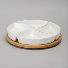 Менажница 4 секции Flowers story на дер. подставке 25*5,5 см 175 мл – Lefard