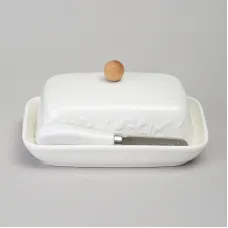 Масленка Flower story с деревянной кнопкой, ножом для масла 16,5*12,5*8 см - Lefard