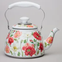 Чайник Белые маки со встроенным свистком и фильтром 1.5 л – Agness