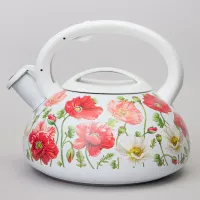 Чайник Белые маки со свистком 3 л – Agness