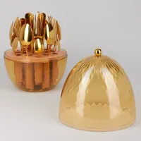 Набор столовых приборов на вращающейся подставке, 24 предмета, ПВД покрытие - Agness