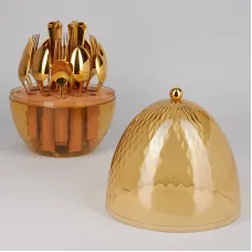 Набор столовых приборов на вращающейся подставке, 24 предмета сталь 18/10, пвд покрытие - Agness